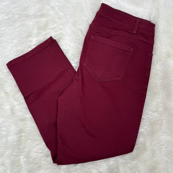 J. Jill Christian Siriano Merlot red maroon burgundy Straight Leg Ankle Jeans 10 - Picture 3 of 10